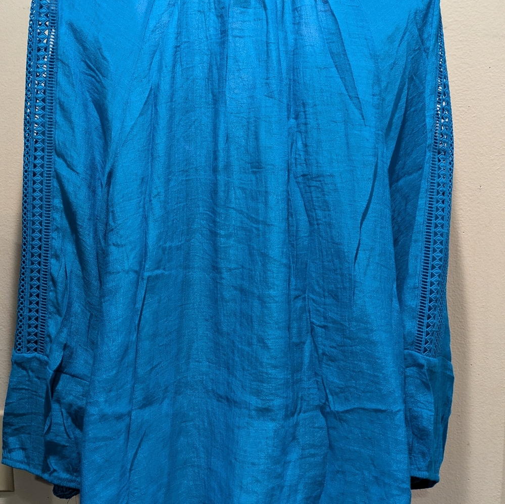 I.N. Studio Teal Textured Blouse Size Xl - Picture 6 of 8